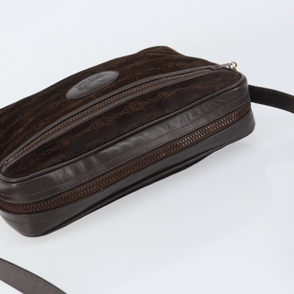 Authentic CELINE Shoulder Bag Leather Suede Brown Gold - Picture 13 of 16